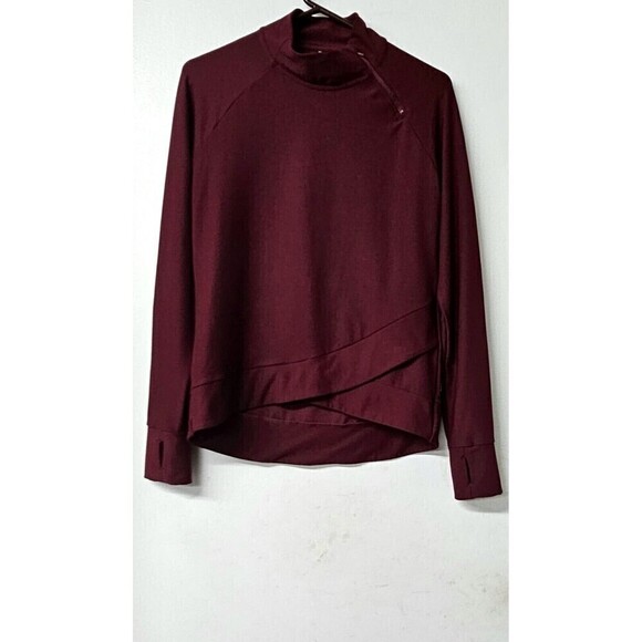 MONDETTA Wine Red Long Sleeve Thumb-Hole  Pullover Women Sweater  (M) - Picture 1 of 7